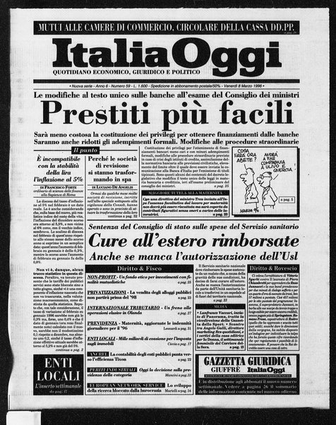 Italia oggi : quotidiano di economia finanza e politica